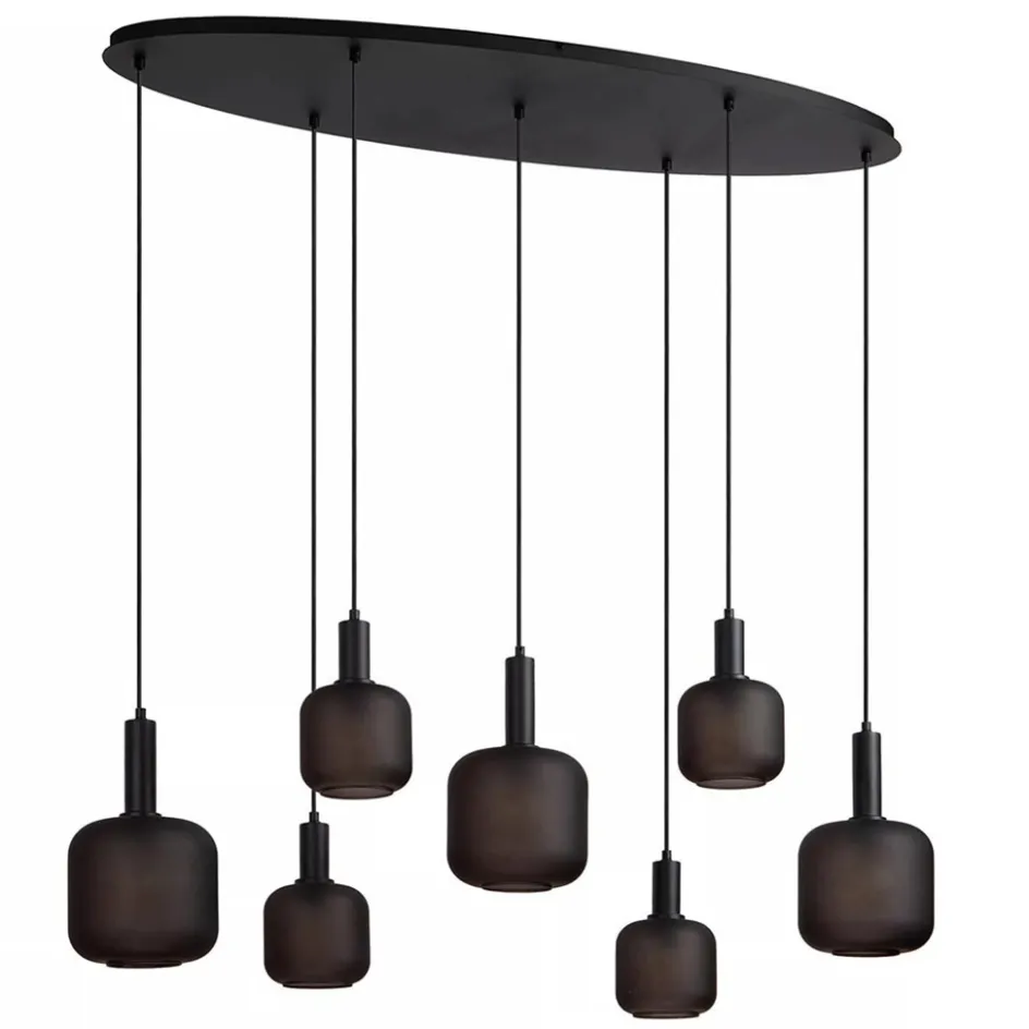 Hanglamp 7-lichts ovaal met mat zwart glas>Straluma Best
