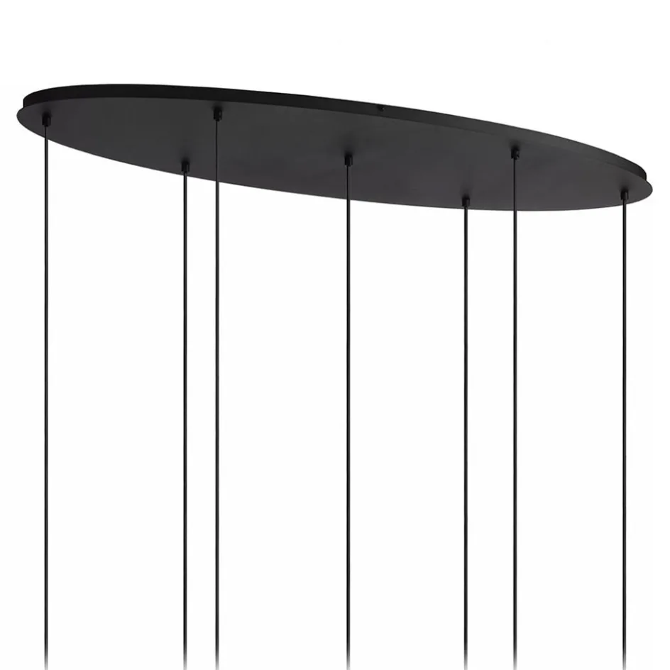 Hanglamp 7-lichts ovaal met mat zwart glas>Straluma Best