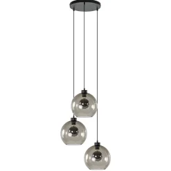 Hanglamp 3-lichts rond glas smoke 25 cm>Straluma New