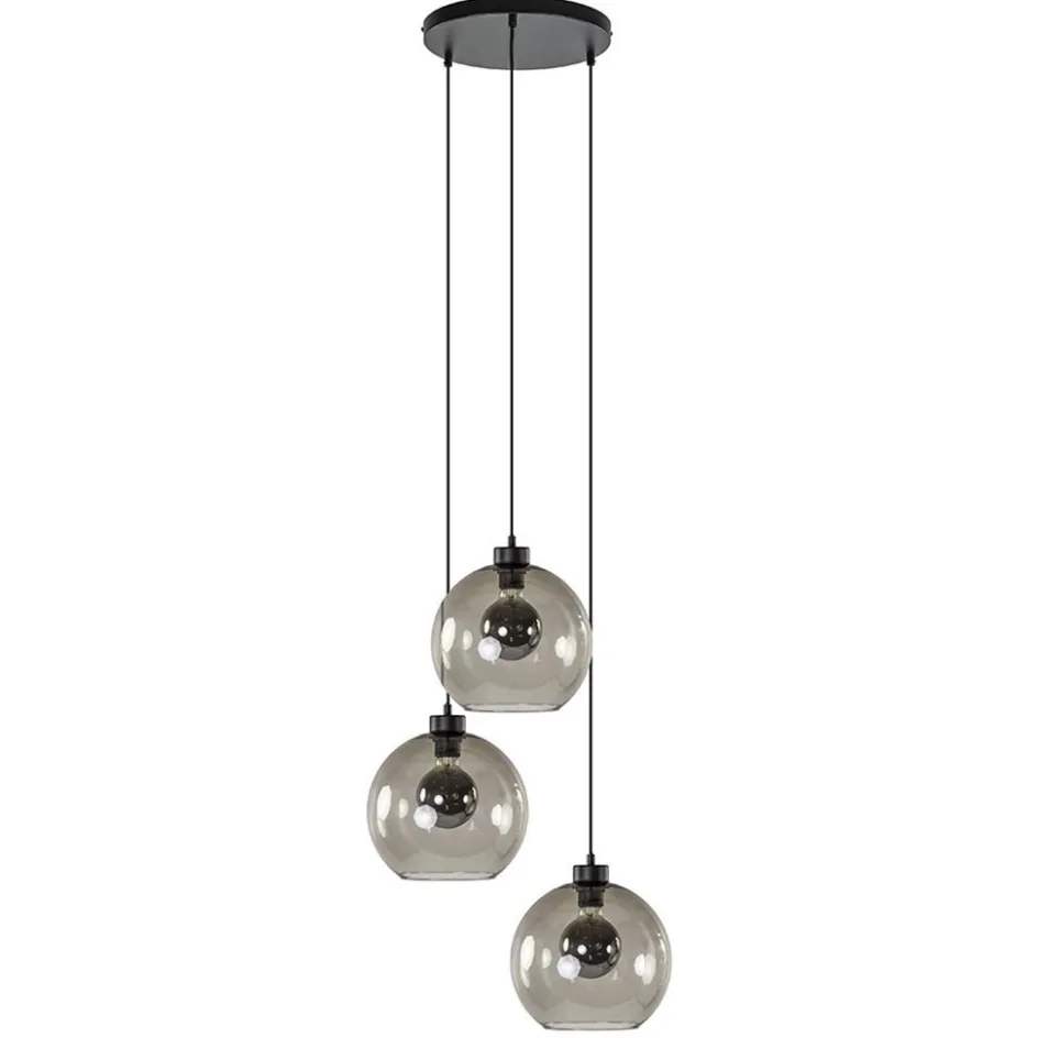 Hanglamp 3-lichts rond glas smoke 25 cm>Straluma New