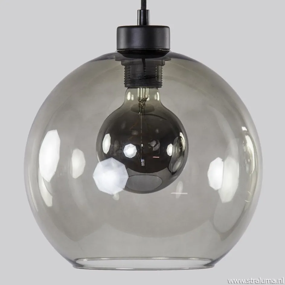 Hanglamp 3-lichts rond glas smoke 25 cm>Straluma New