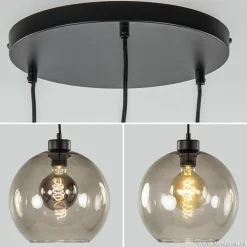 Hanglamp 3-lichts rond glas smoke 25 cm><noscript><img width=