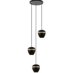 Hanglamp 3-lichts rond zwart/goud>Straluma Discount