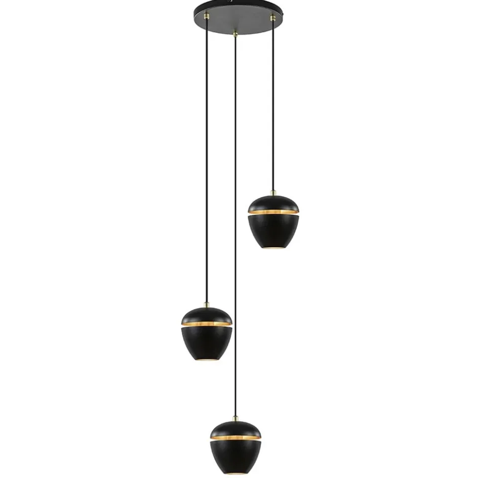 Hanglamp 3-lichts rond zwart/goud>Straluma Discount