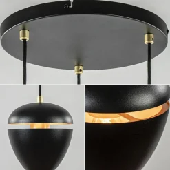 Hanglamp 3-lichts rond zwart/goud><noscript><img width=