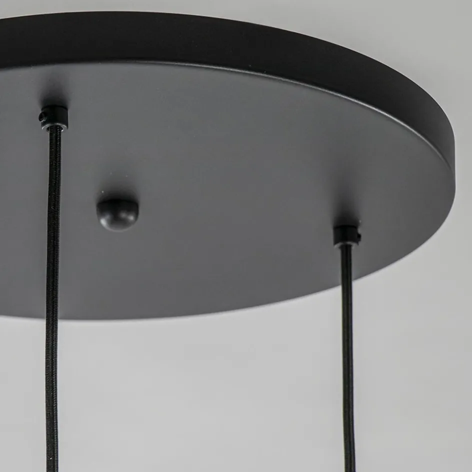 Hanglamp 3-lichts rond zwart met goud gradient glas>Straluma