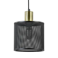 Hanglamp mat zwarte kap cilinder met goud>Straluma New