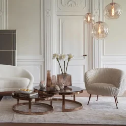 Hanglamp Medina satin gold/amber glas 30cm><noscript><img width=