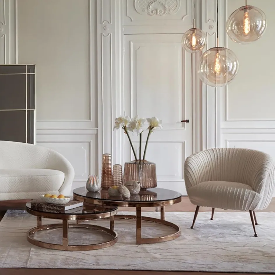 Hanglamp Medina satin gold/amber glas 30cm>Straluma Hot