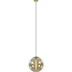 Hanglamp Medina satin gold/amber glas 40cm>Straluma Sale