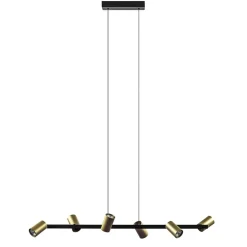 Hanglamp met spots 6-lichts zwart/goud>Straluma