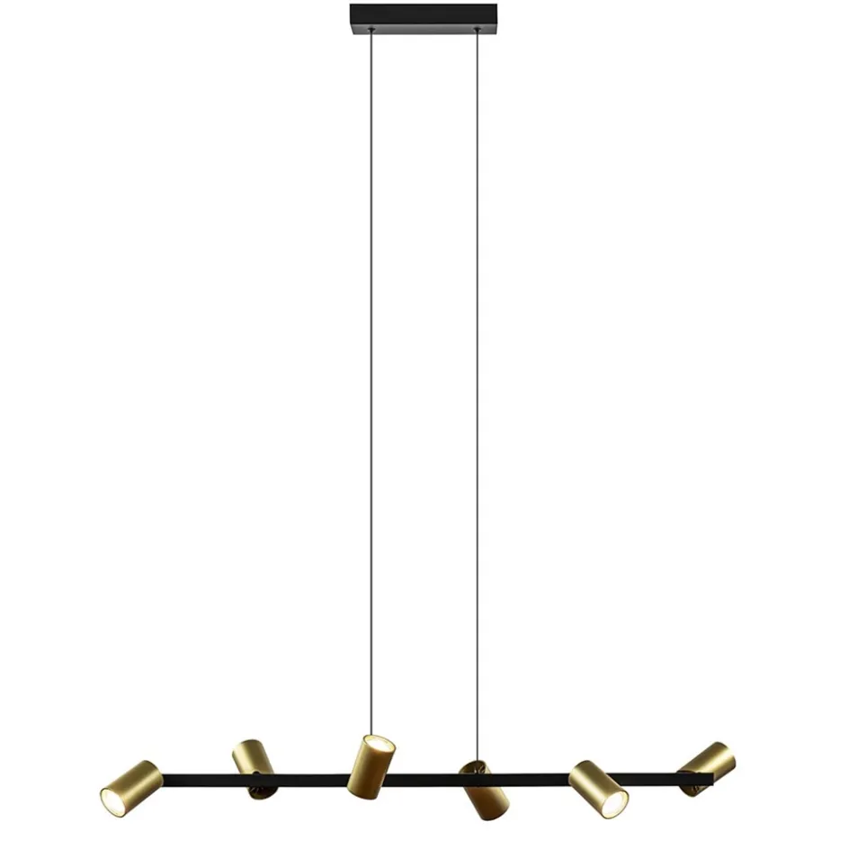 Hanglamp met spots 6-lichts zwart/goud>Straluma