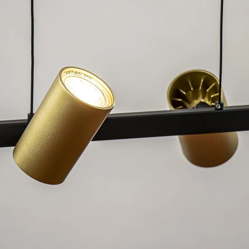 Hanglamp met spots 6-lichts zwart/goud>Straluma