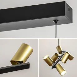 Hanglamp met spots 6-lichts zwart/goud><noscript><img width=