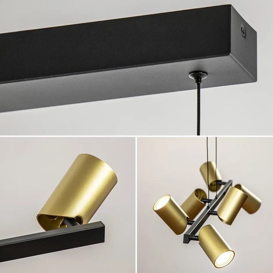Hanglamp met spots 6-lichts zwart/goud>Straluma