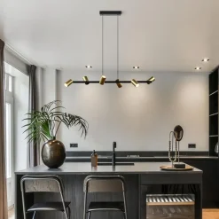 Hanglamp met spots 6-lichts zwart/goud><noscript><img width=