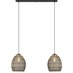 Hanglamp Meya 2-lichts zwart/goud met balk>Straluma New