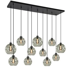 Hanglamp multipendel 11-L zwart smoke glas 20+25cm>Straluma New