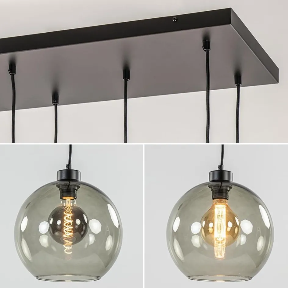 Hanglamp multipendel 11-L zwart smoke glas 20+25cm>Straluma New