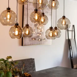 Hanglamp multipendel 11-L zwart smoke glas 20+25cm><noscript><img width=