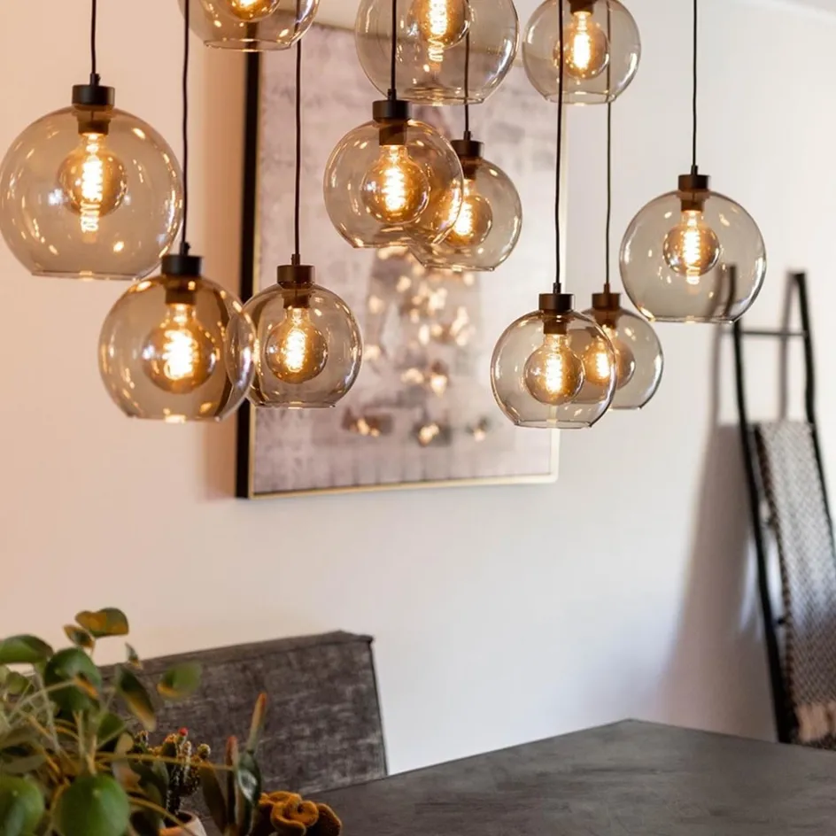 Hanglamp multipendel 11-L zwart smoke glas 20+25cm>Straluma New