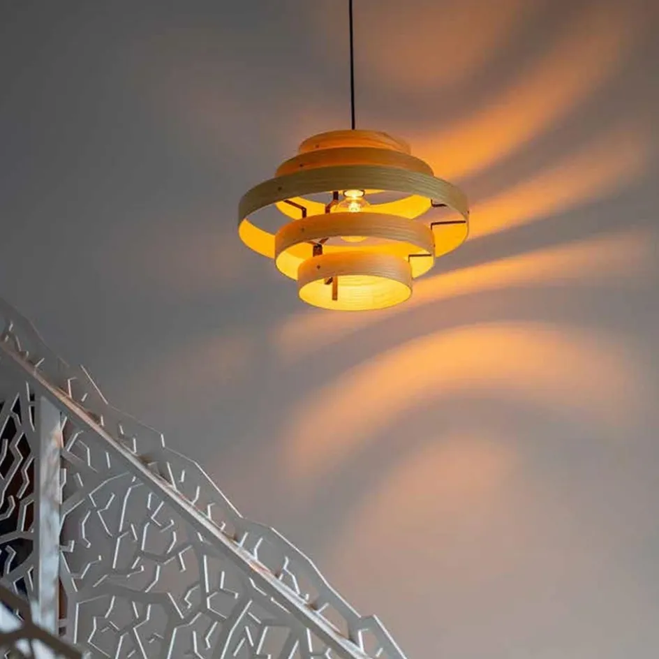 Hanglamp Oaknut hout 5 ringen>Straluma Hot