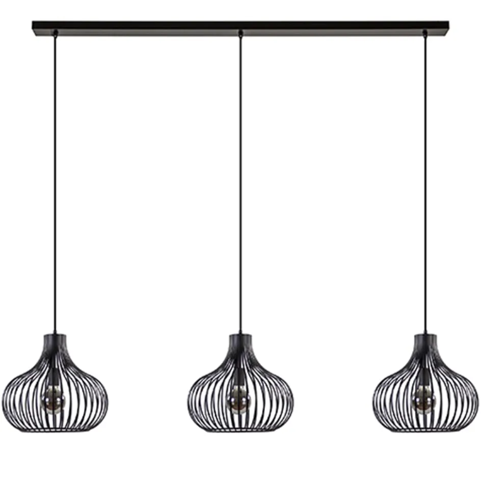 Hanglamp Onion 3L draad zwart>Straluma
