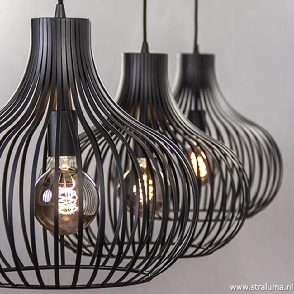 Hanglamp Onion 3L draad zwart>Straluma