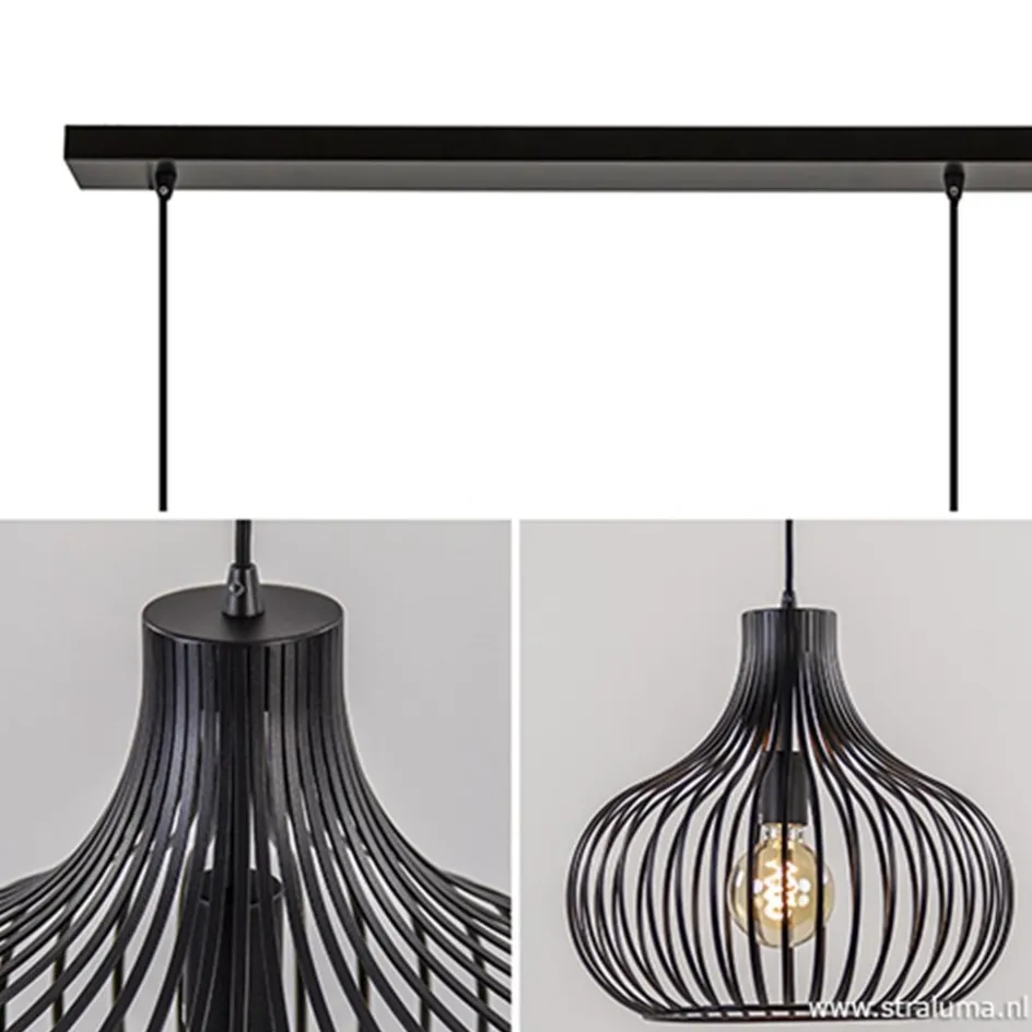 Hanglamp Onion 3L draad zwart>Straluma