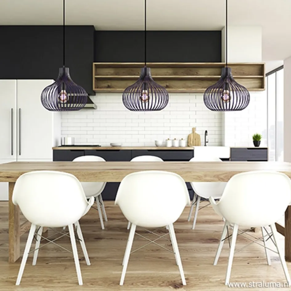 Hanglamp Onion 3L draad zwart>Straluma