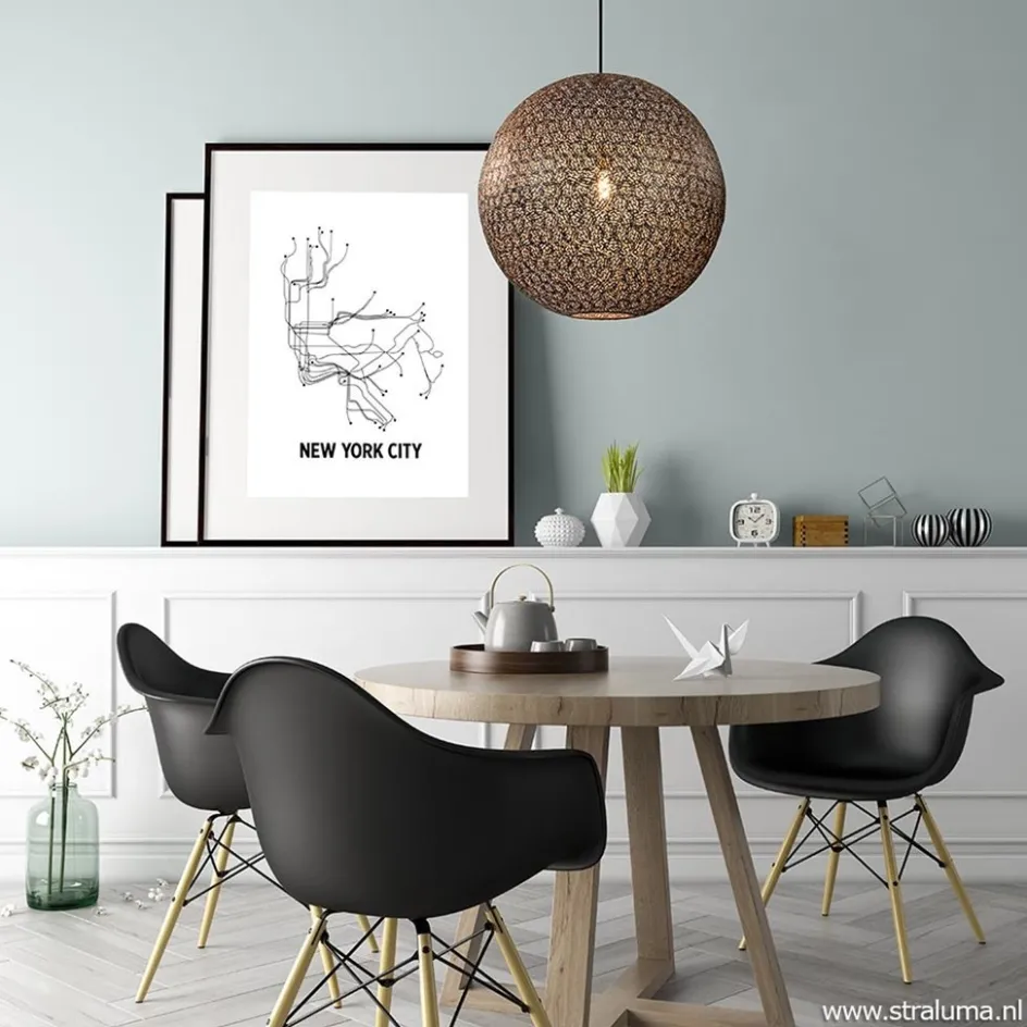 Hanglamp Oronero bol zwart/goud 60cm>Straluma Sale