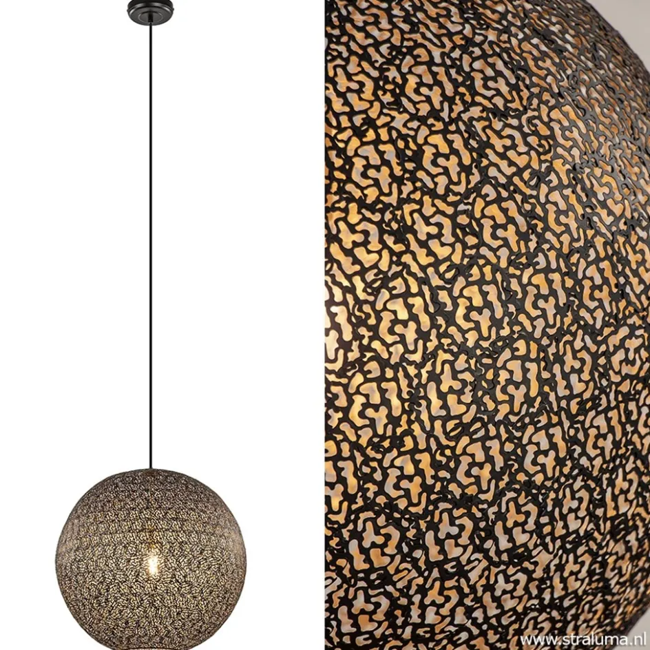 Hanglamp Oronero bol zwart/goud 50cm>Straluma Online