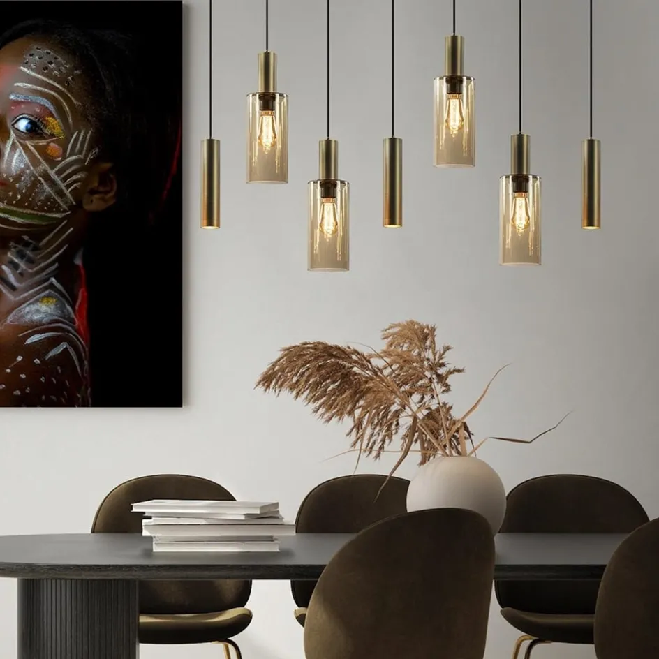 Hanglamp Perugia 7L brons/zwart>Straluma Online