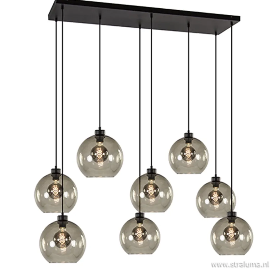 Hanglamp plaat 8-L zwart glas smoke 25cm>Straluma Best