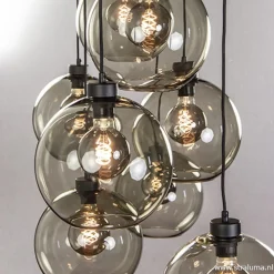 Hanglamp plaat 8-L zwart glas smoke 25cm><noscript><img width=