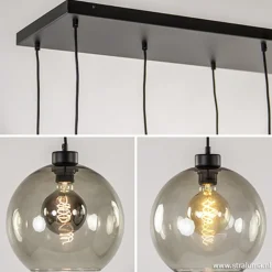 Hanglamp plaat 8-L zwart glas smoke 25cm><noscript><img width=