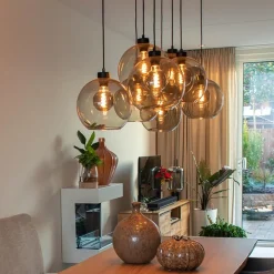 Hanglamp plaat 8-L zwart glas smoke 25cm><noscript><img width=