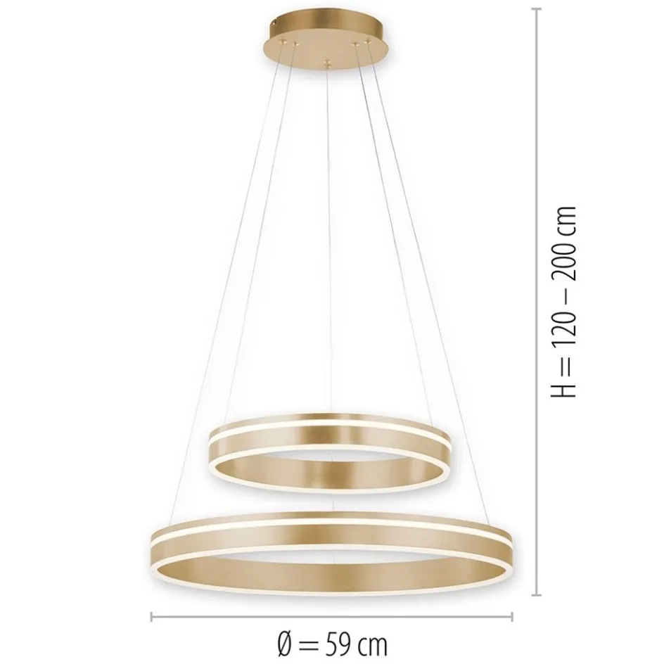 Hanglamp Q-Vito dubbele ring gold smart>Straluma New