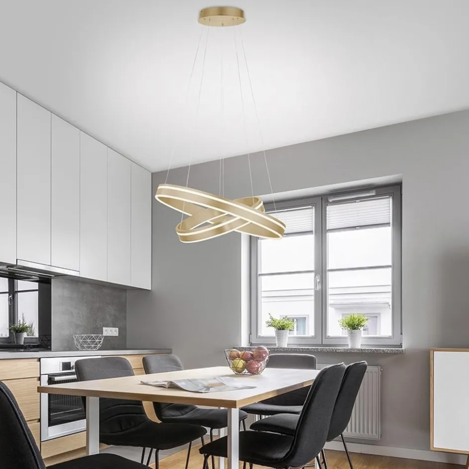 Hanglamp Q-Vito dubbele ring gold smart>Straluma New