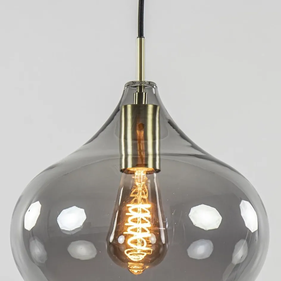 Hanglamp Rakel 27cm antiek brass+smoke glas>Straluma Online