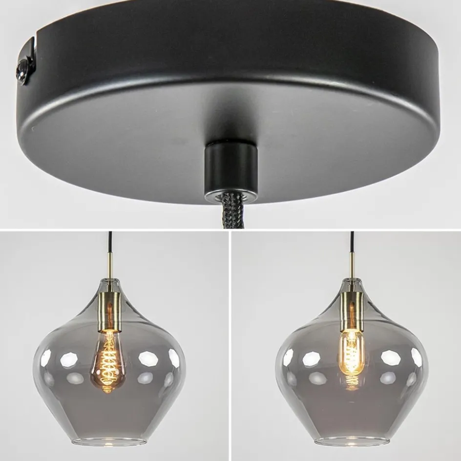 Hanglamp Rakel 27cm antiek brass+smoke glas>Straluma Online