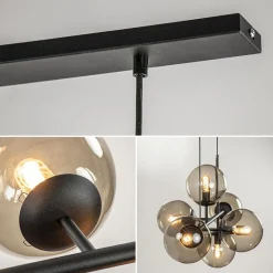 Hanglamp Random bol 6L zwart met smoke glas><noscript><img width=