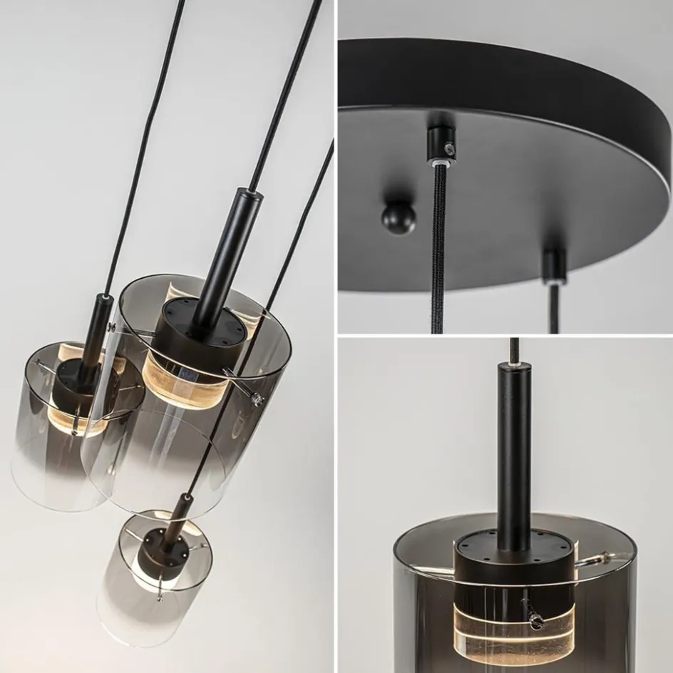 Hanglamp Salerno 3L zwart/gradient smoke>Straluma