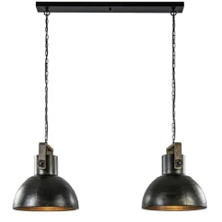Hanglamp Shelly 2-lichts brons/hout>Straluma Outlet