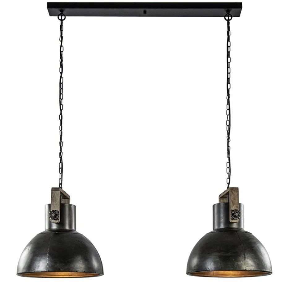 Hanglamp Shelly 2-lichts brons/hout>Straluma Outlet