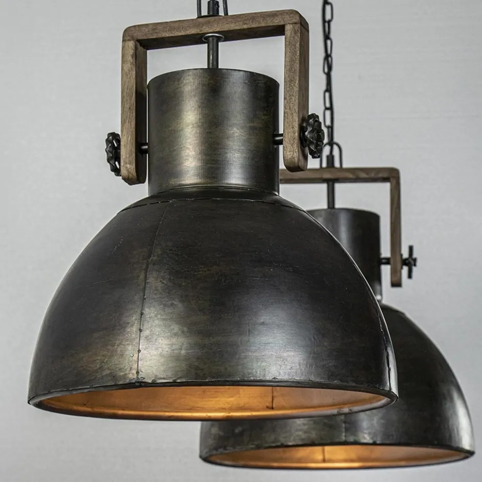 Hanglamp Shelly 2-lichts brons/hout>Straluma Outlet