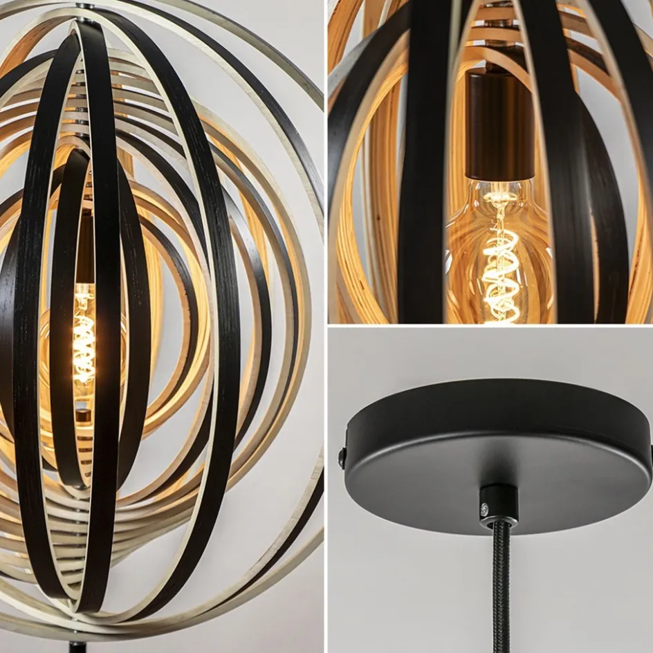 Hanglamp Woody 59 zwart/naturel hout>Straluma Hot