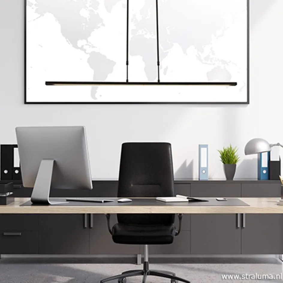 Hanglamp zwart balk 2xpushdimmer CCT>Straluma Discount