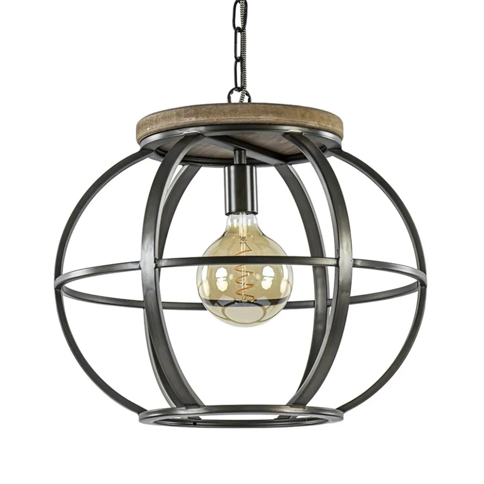 Hanglamp zwart industrieel open frame>Straluma Online
