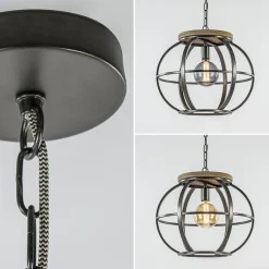 Hanglamp zwart industrieel open frame><noscript><img width=